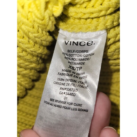 Vince Chunky Rib Sleeveless Thick Sweater Vest Yellow Womens Size XS Preppy - Picture 6 of 9